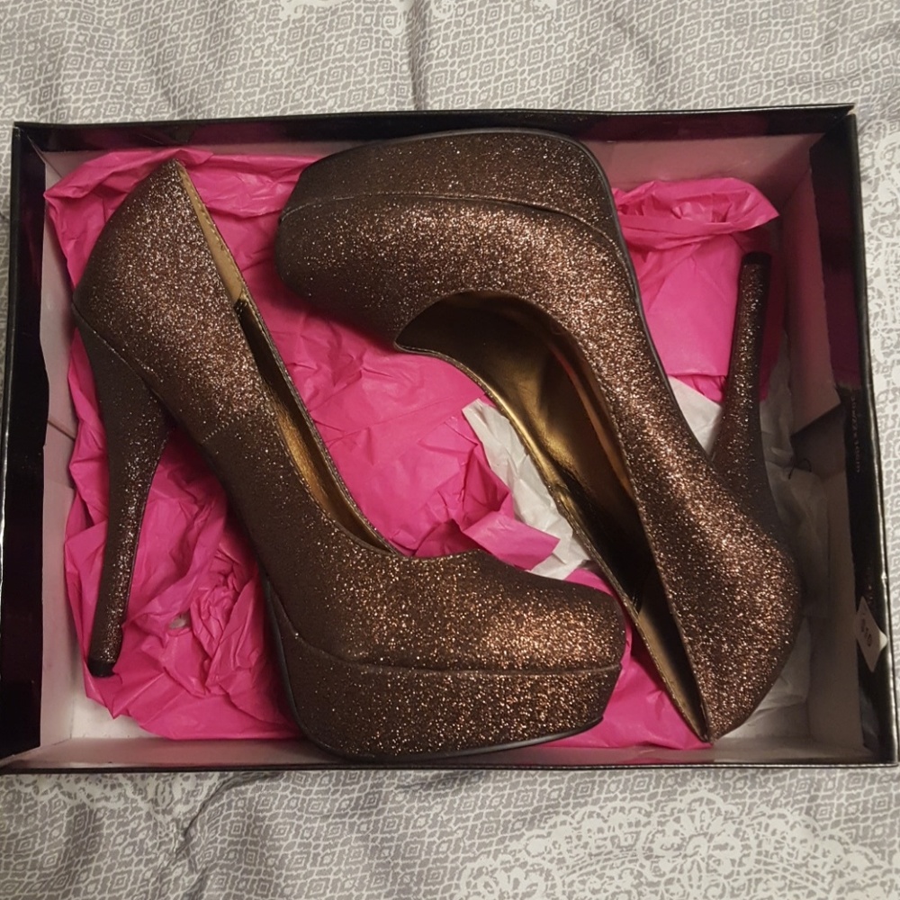 Copper Glitter Pumps Sz 9